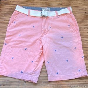 Men’s Islandia shorts - coral with blue paisley